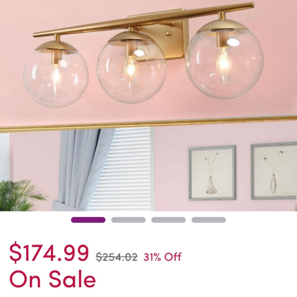 Brand New-3 light dimmable gold vanity light